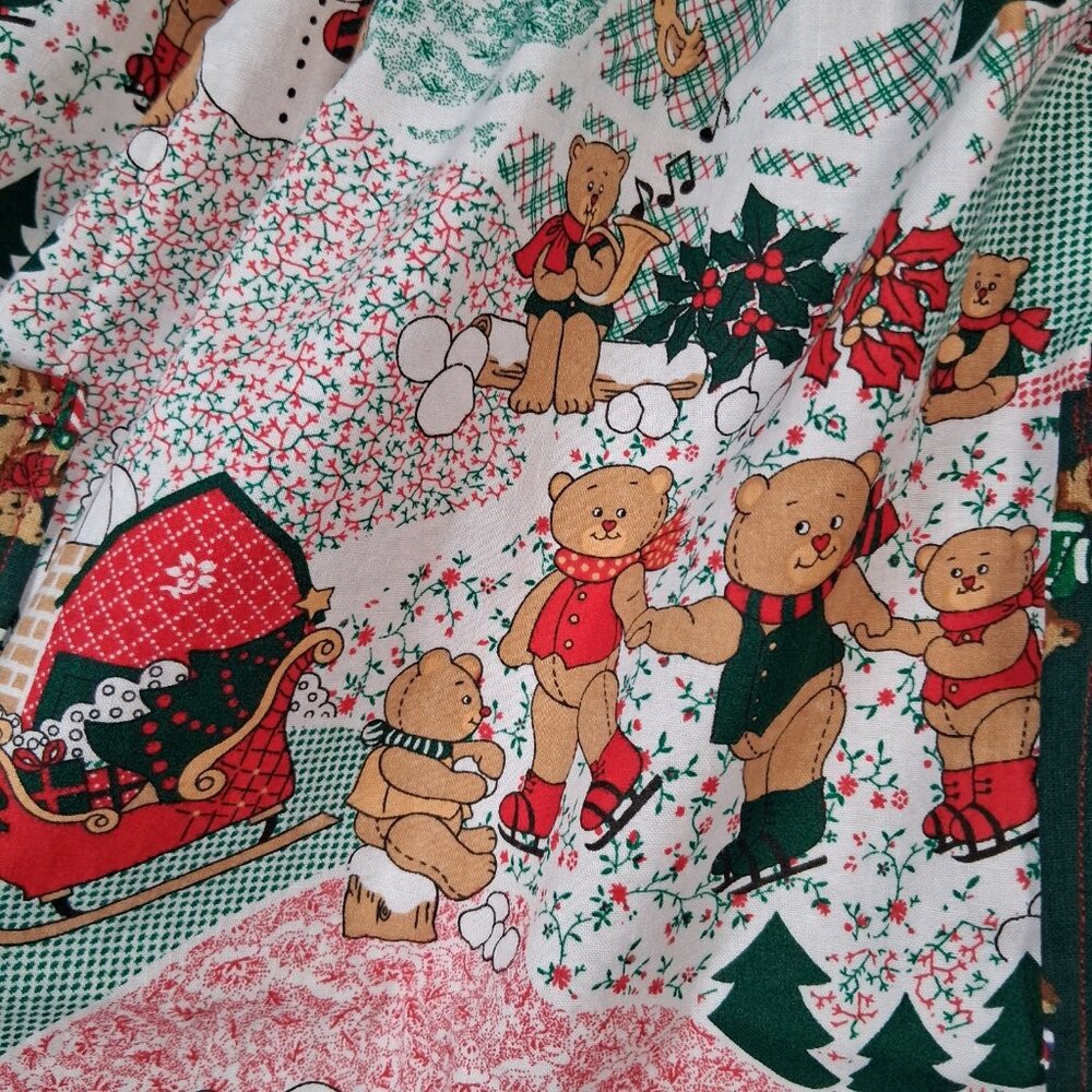 Handmade Christmas Teddy Bear Apron Patchwork Holiday One Of A Kind Homemade - Picture 8 of 15